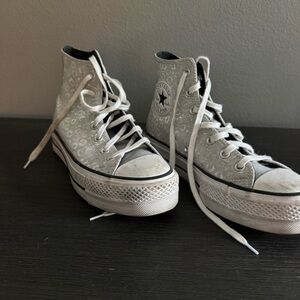 Converse Gray Platform High-Top Sneakers